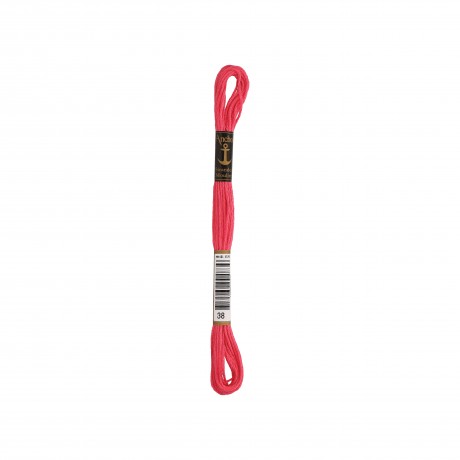Meada de linha de bordar Anchor Stranded Cotton, filosele cor 38 rosa